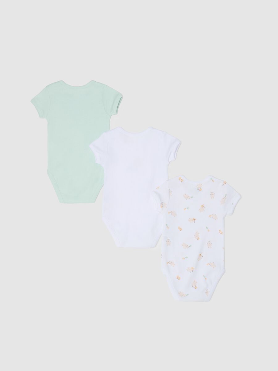 Three-pack short-sleeved bodysuits in organic cotton_1