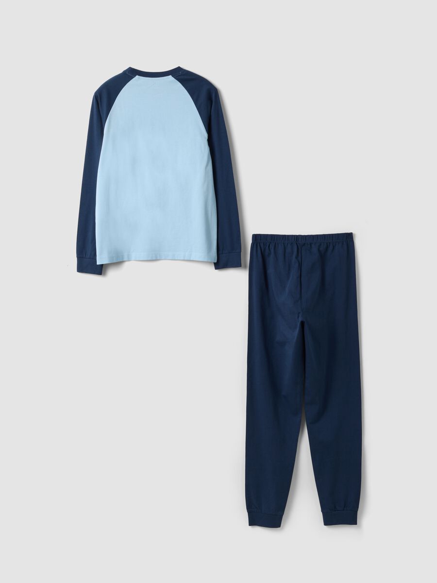 Blue organic cotton pyjamas with &ldquo;Cookies&rdquo; slogan for boys_1