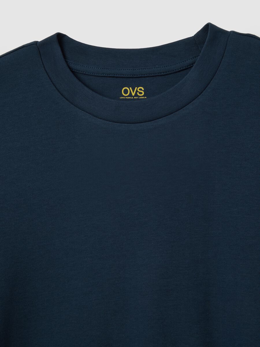 Maglia a maniche lunghe da ragazzo in puro cotone blu _5