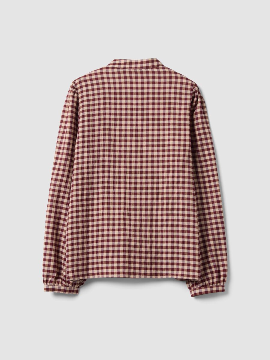 White checked stretch viscose shirt with mandarin collar_5