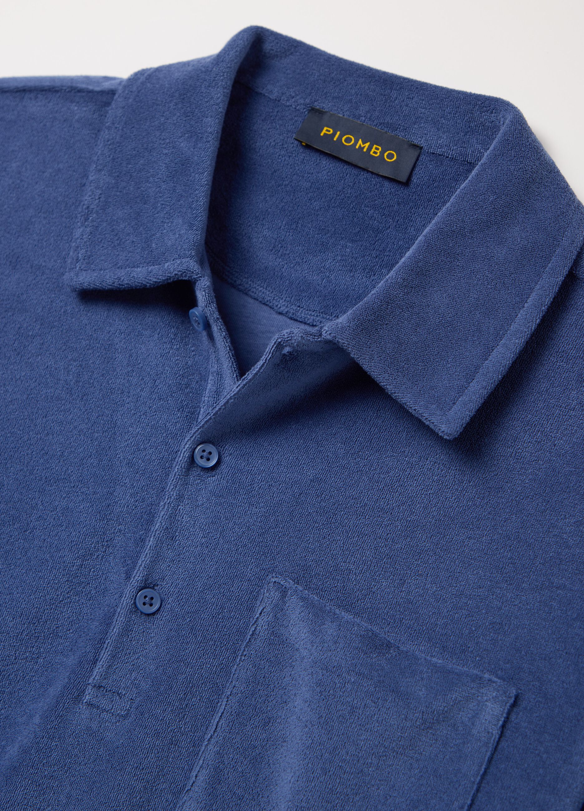 Blue short sleeve cotton blend polo
