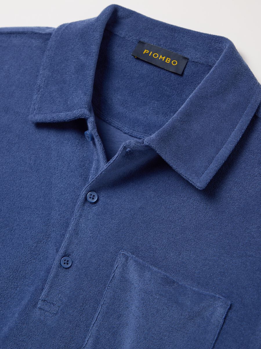 Blue short sleeve cotton blend polo_5