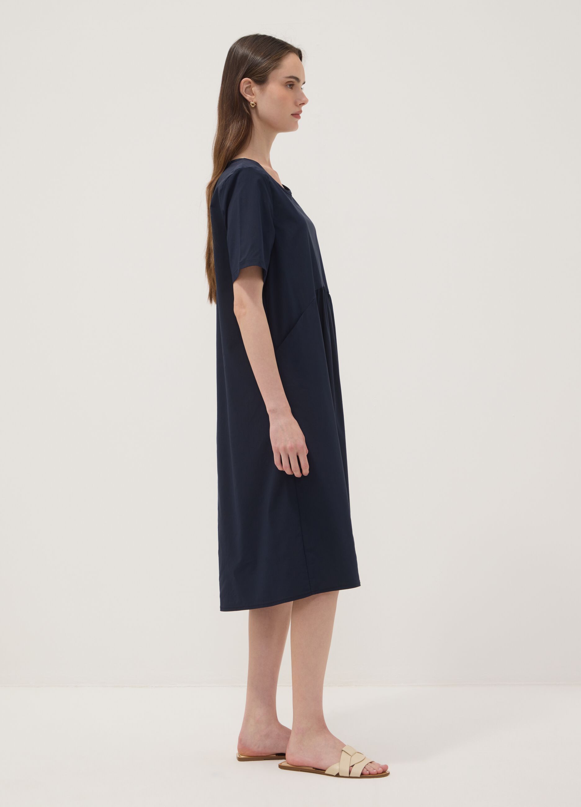 Blue midi dress in stretch viscose, regular fit
