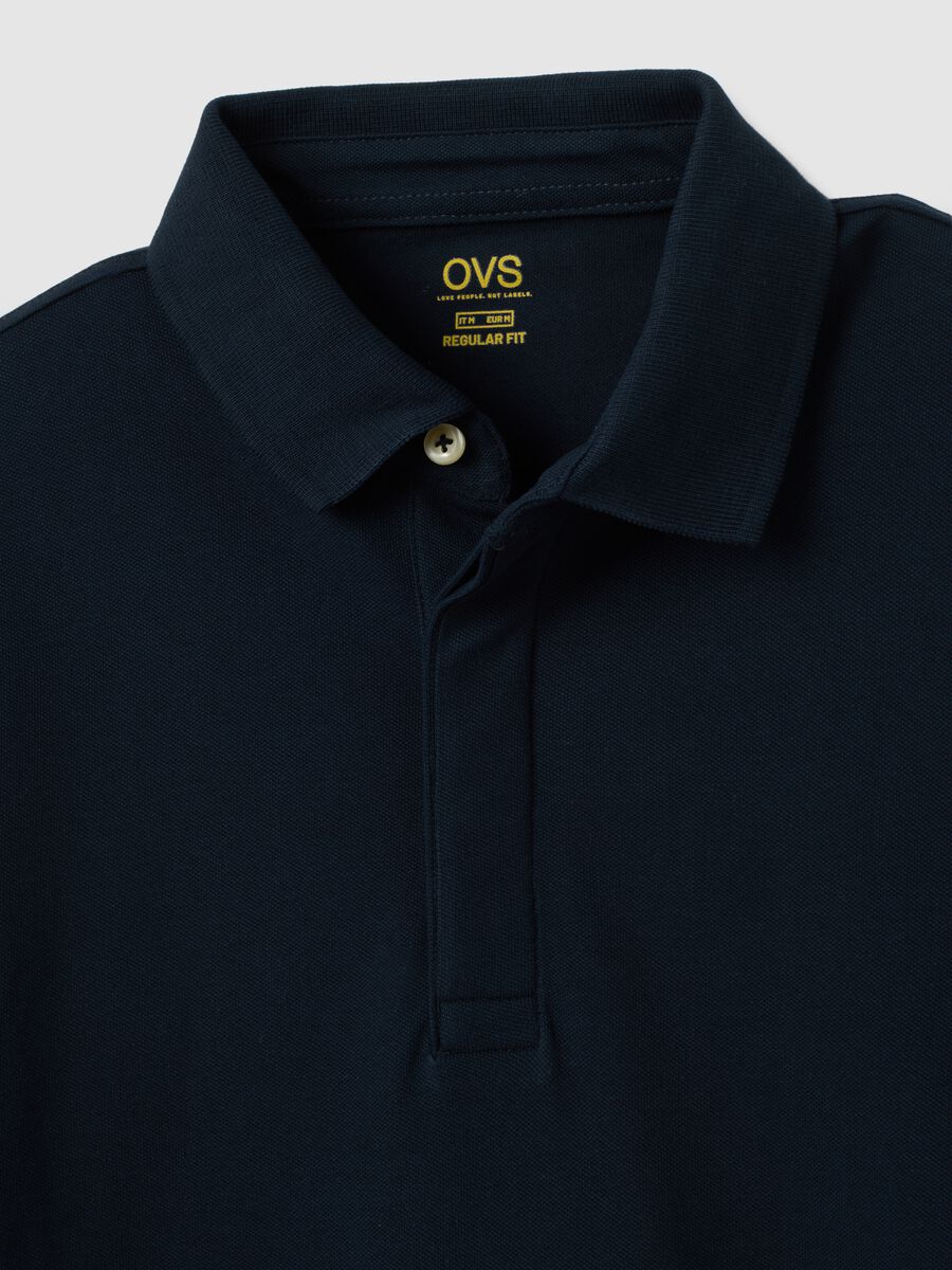 Polo in cotone elasticizzato blu regular fit_5