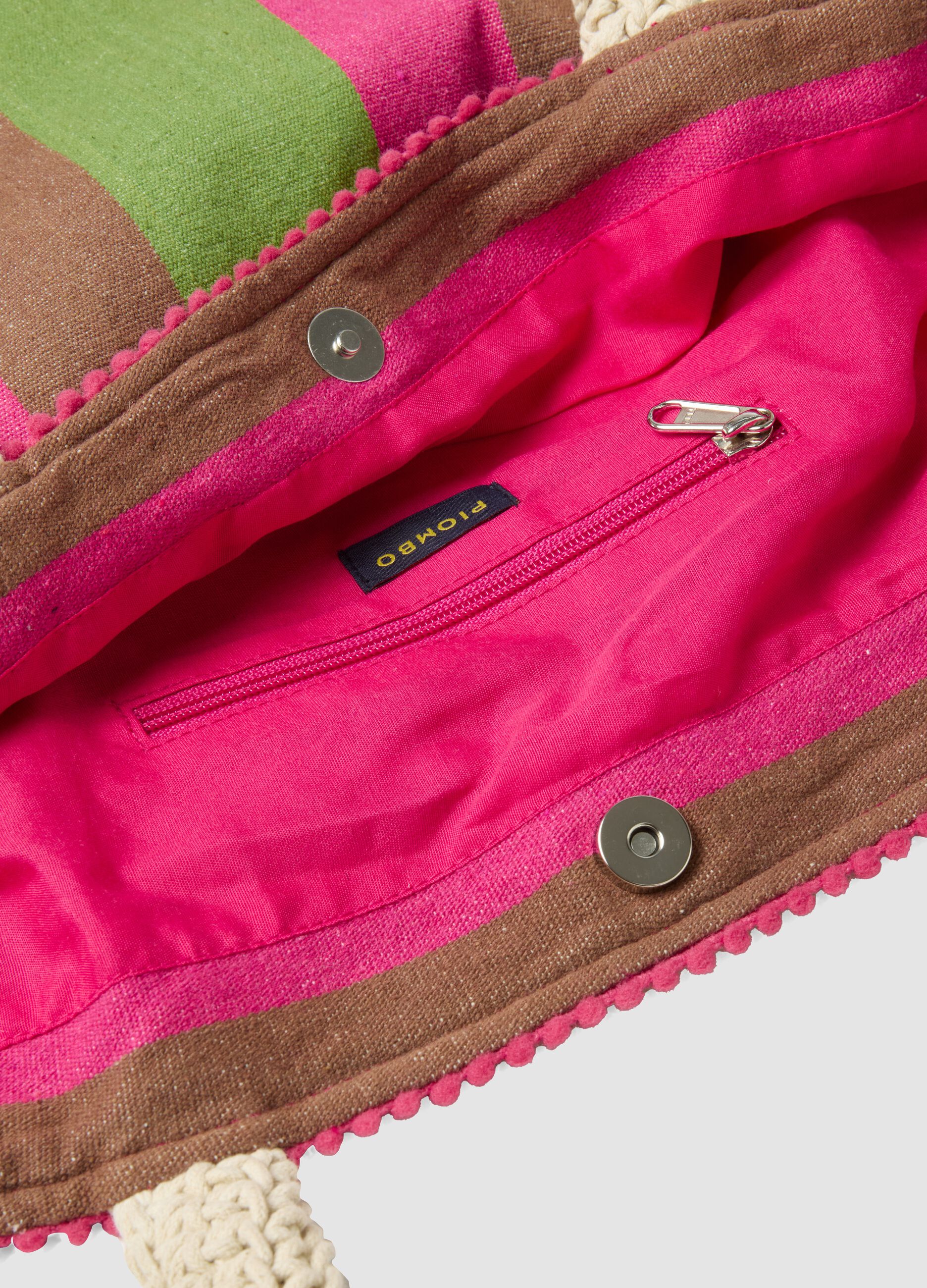 Multicolour beach bag in a cotton and viscose blend