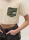 Pure cotton beige boxy fit girl's t-shirt with camouflage pocket_2