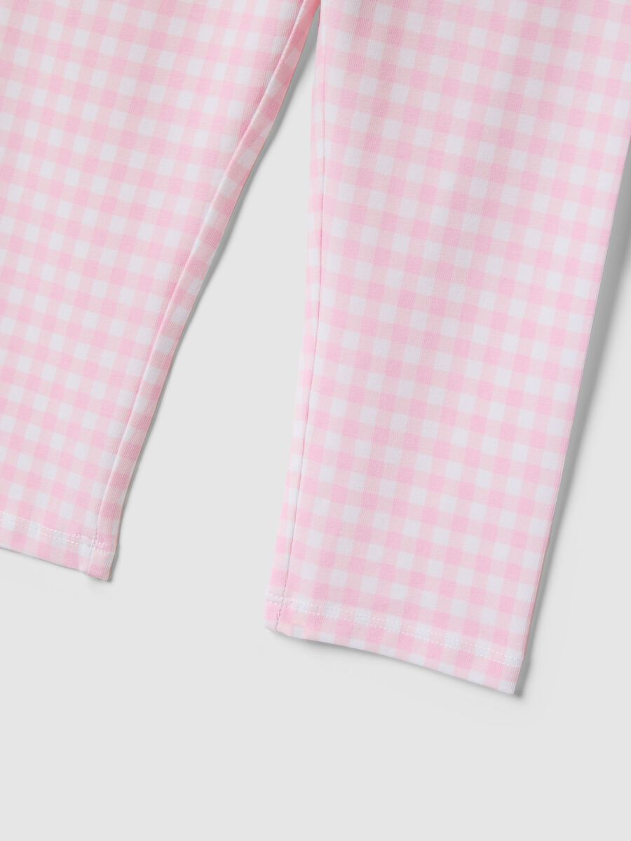 Girls' Multicoloured Check Skinny Cotton Leggings_3