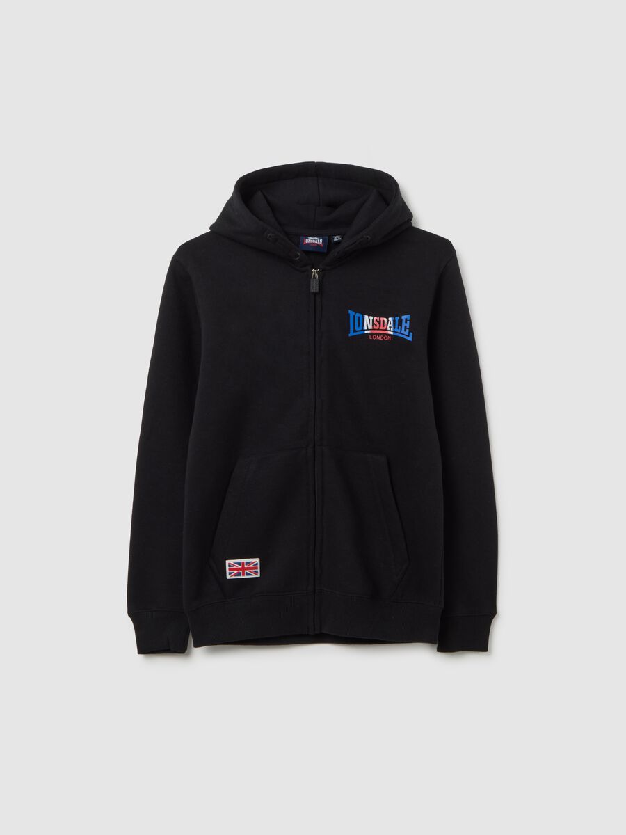 Felpa da bambino in misto cotone nera con cappuccio_3