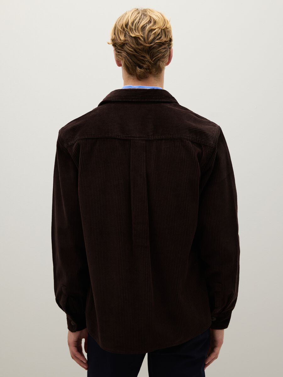 Pure cotton and brown corduroy shirt with oversized fit_3