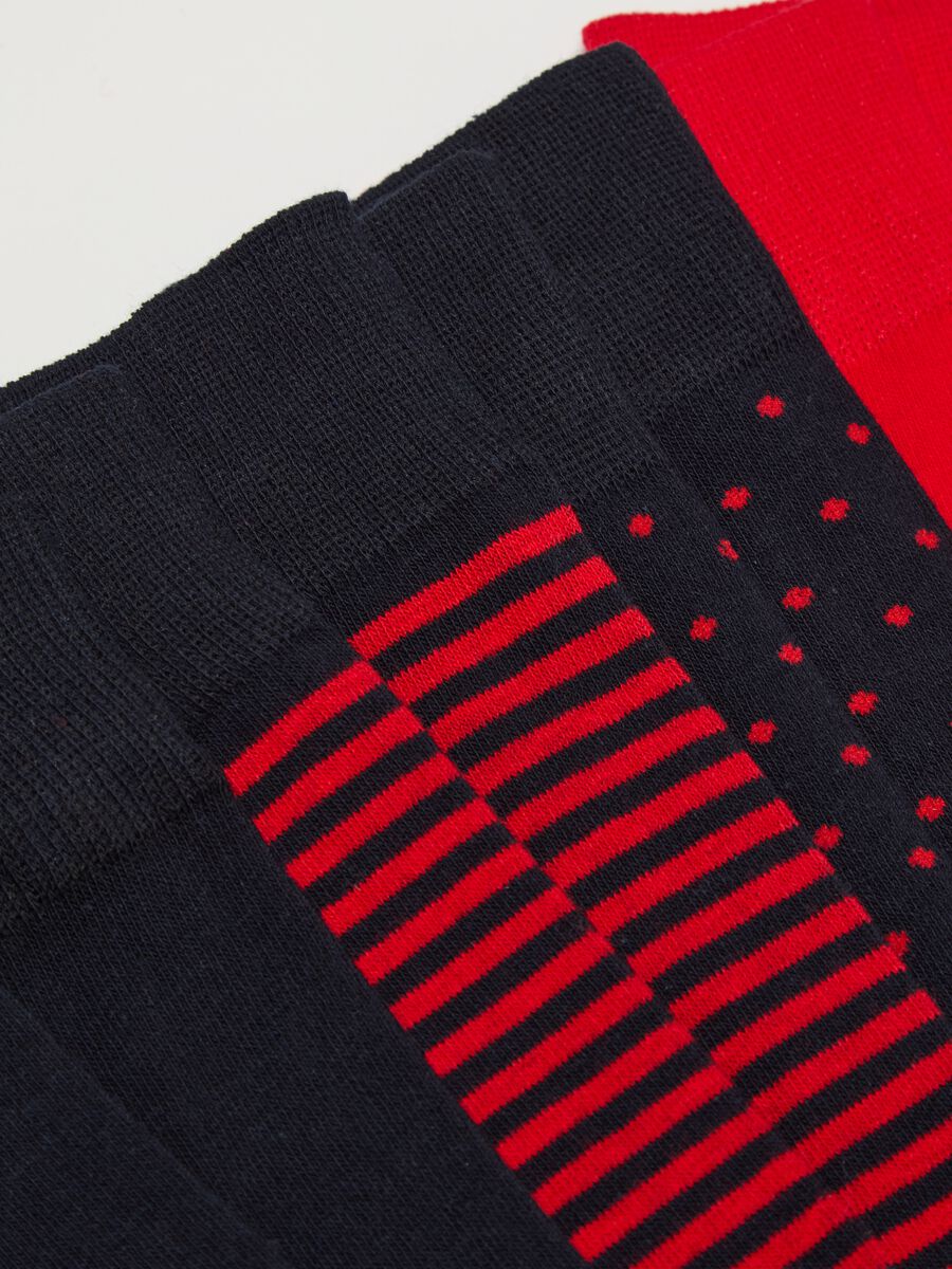 Five-pair pack long socks with stripes and polka dots pattern_1