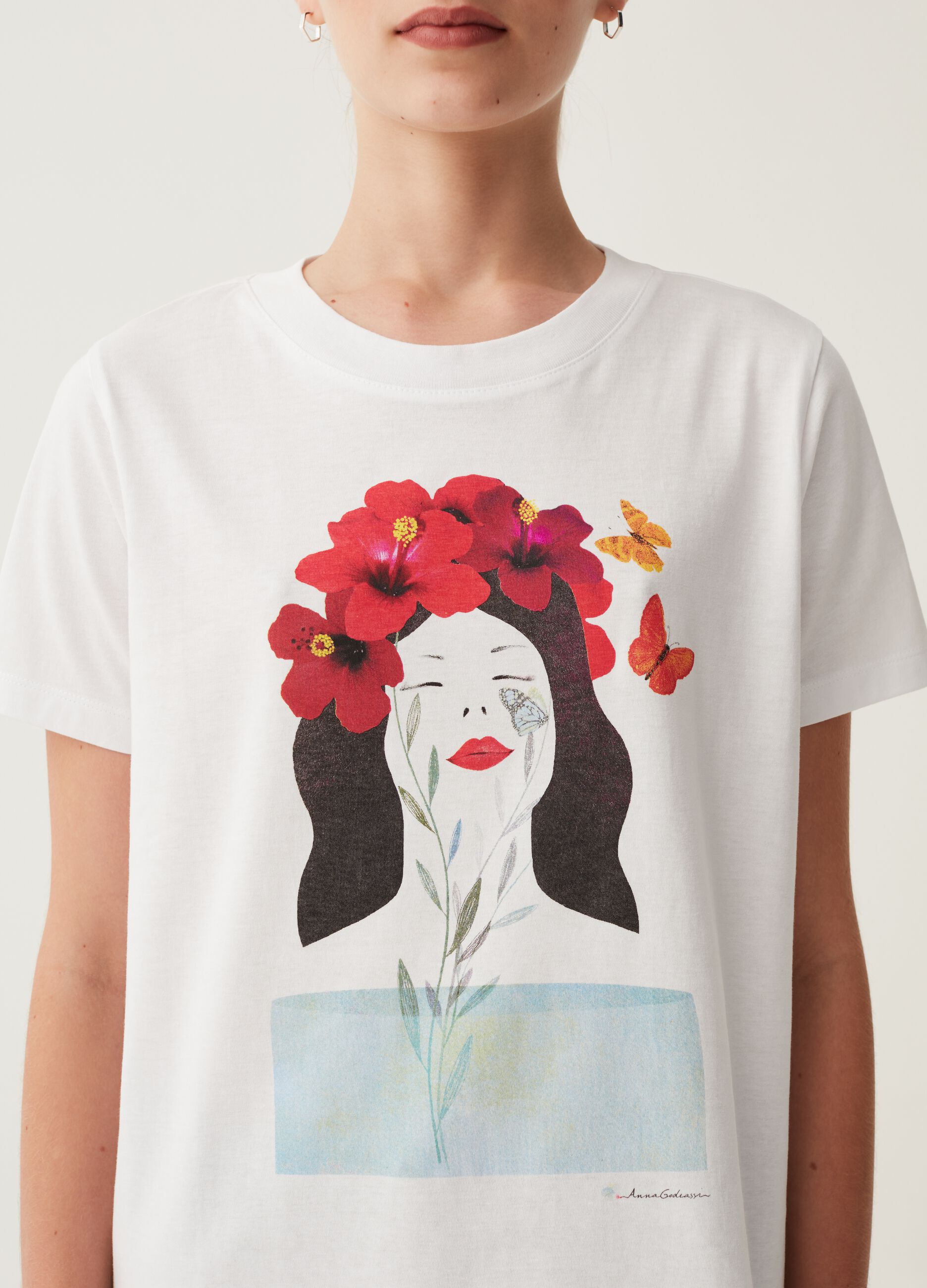 T-shirt in cotone con stampa Anna Godeassi_3