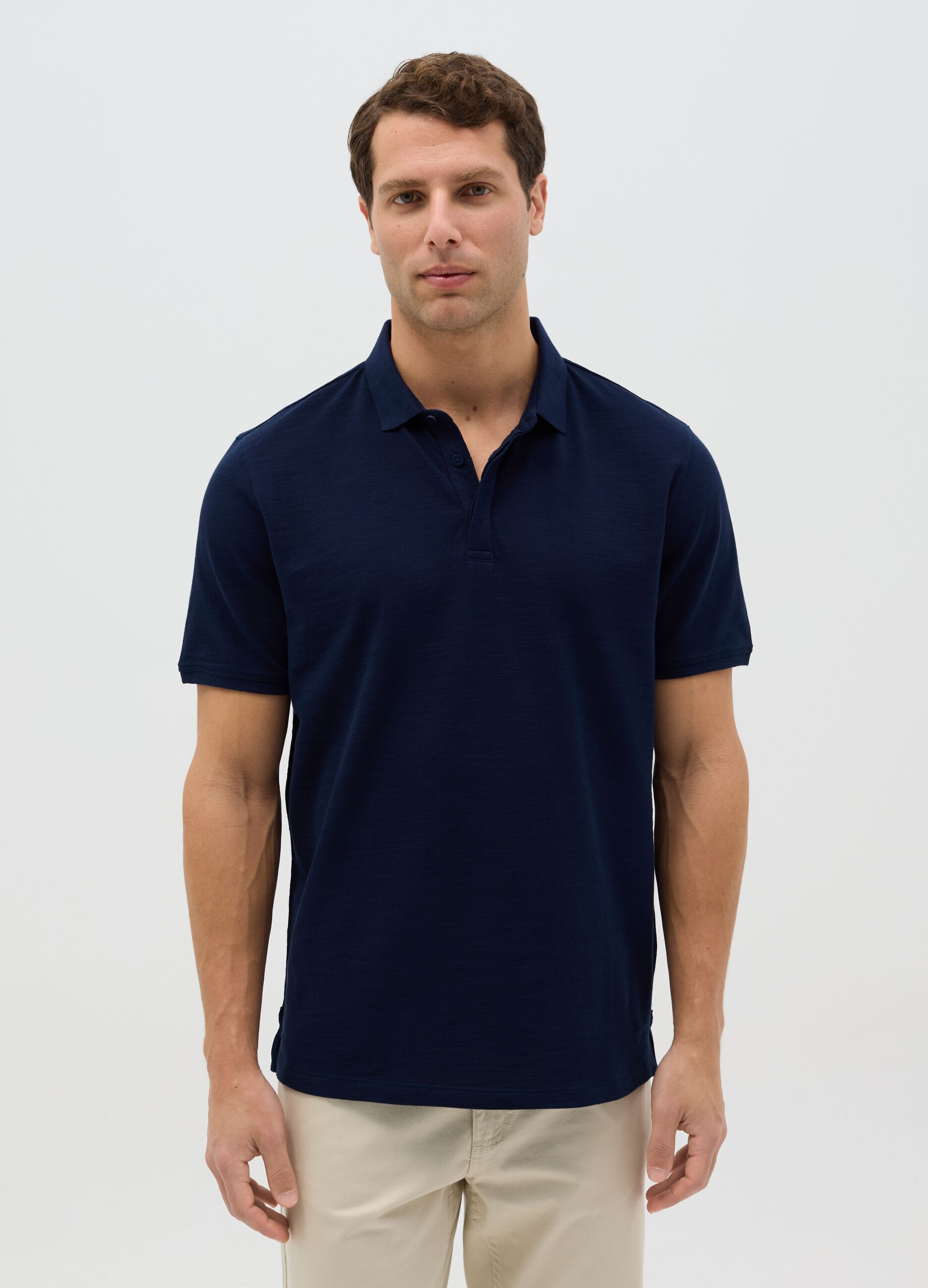 Regular-fit polo shirt in jersey slub