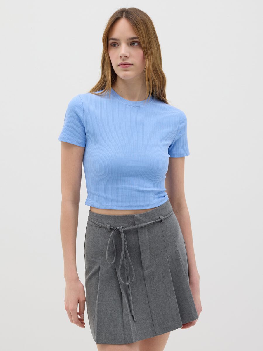 Women’s light blue fitted T-shirt in stretch cotton_3