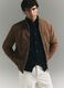Brown genuine leather bomber jacket_0