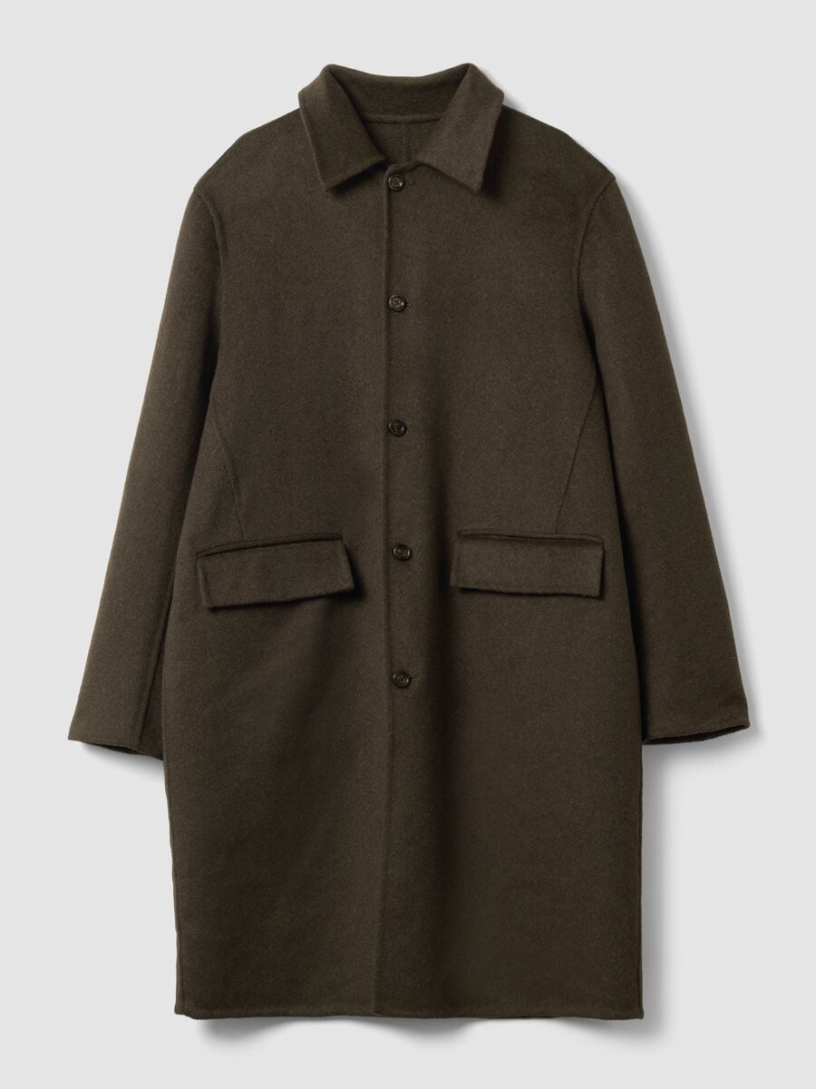 Cappotto verde in misto lana e viscosa regular fit_4
