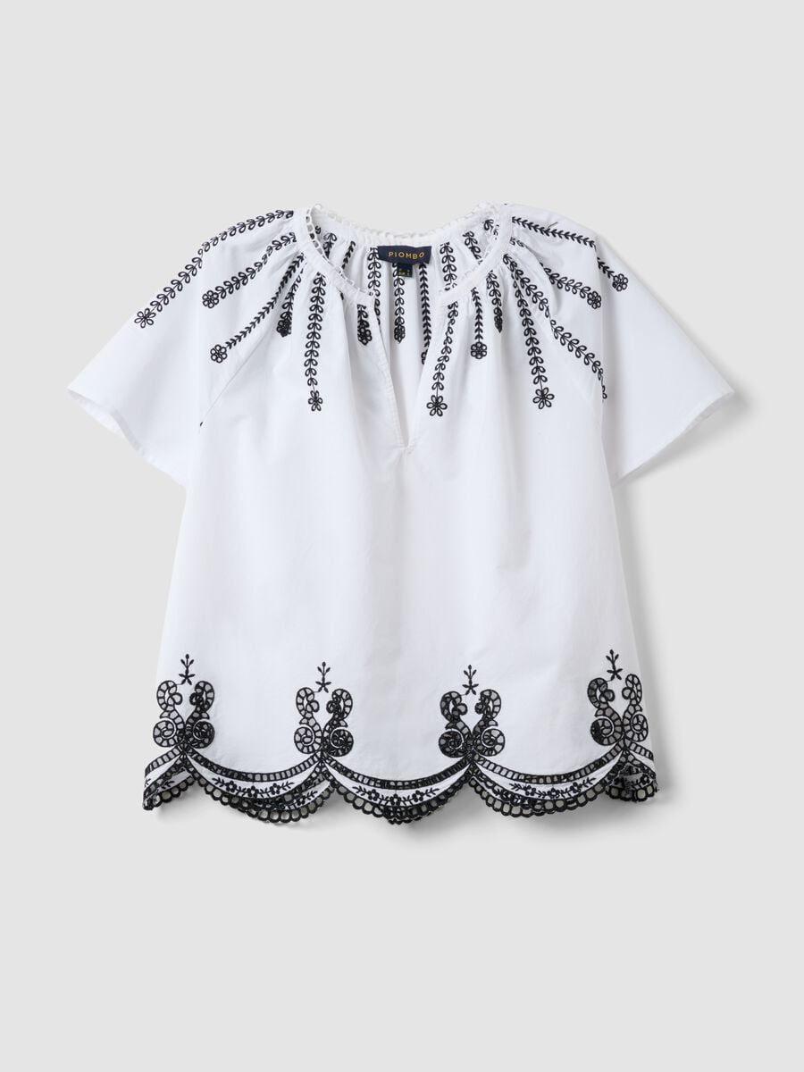 Camicia bianca in puro cotone con ricami_4