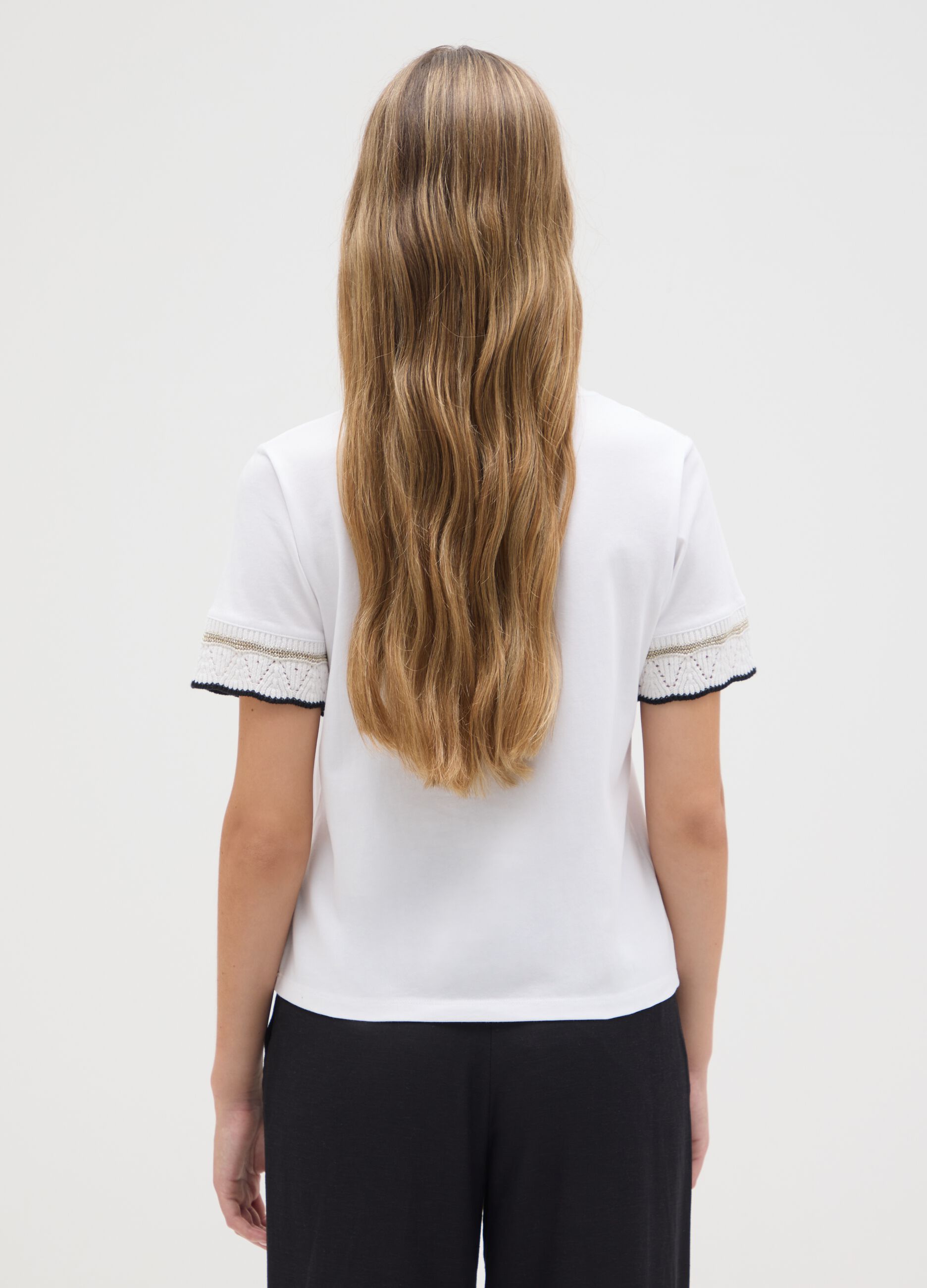 T-shirt da donna in puro cotone bianca regular fit