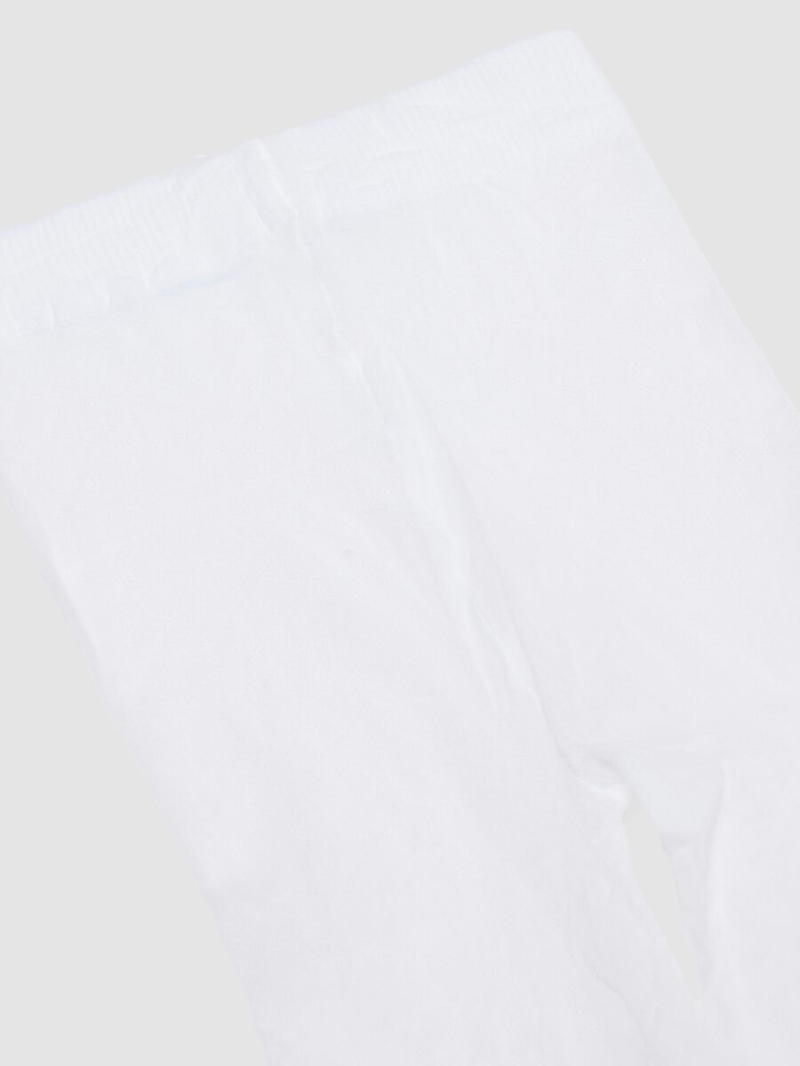 Collant in puro cotone bianco da bambina regular fit_1