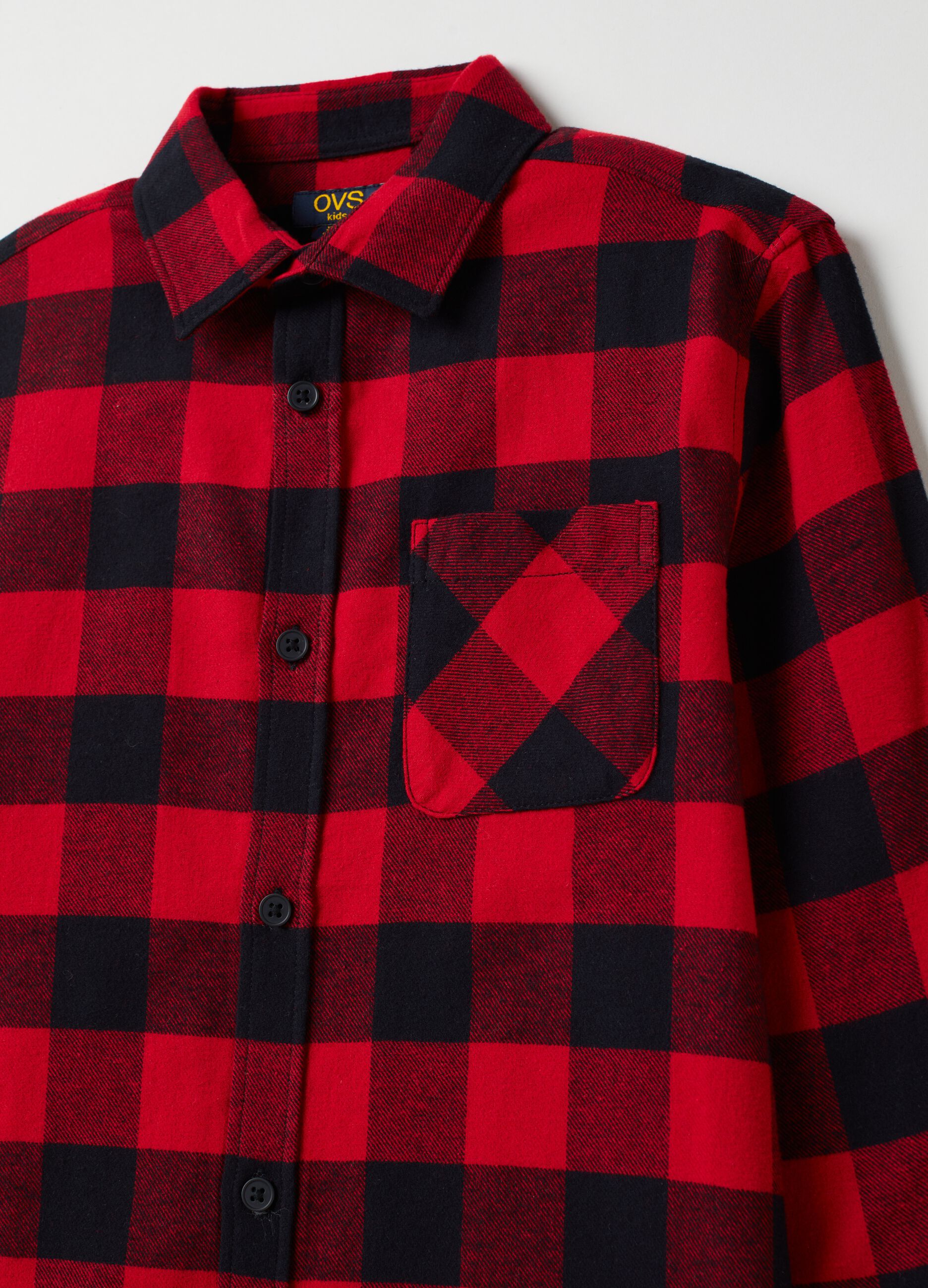 Camicia in flanella con fantasia tartan Nero Rosso OVS KIDS da