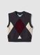 Gilet grigio in misto lana jacquard con girocollo regular fit_0