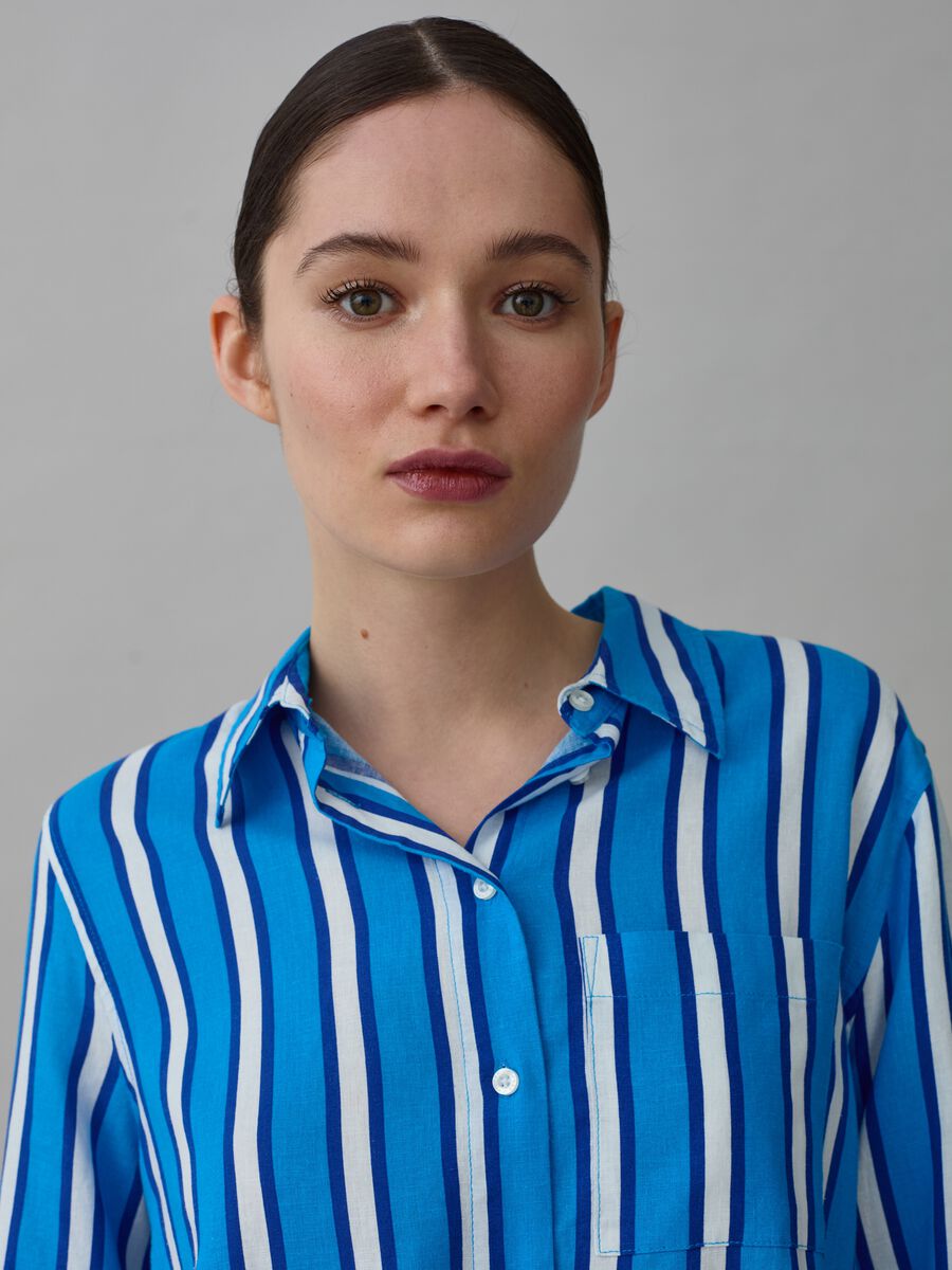Striped shirt in linen and viscose_0
