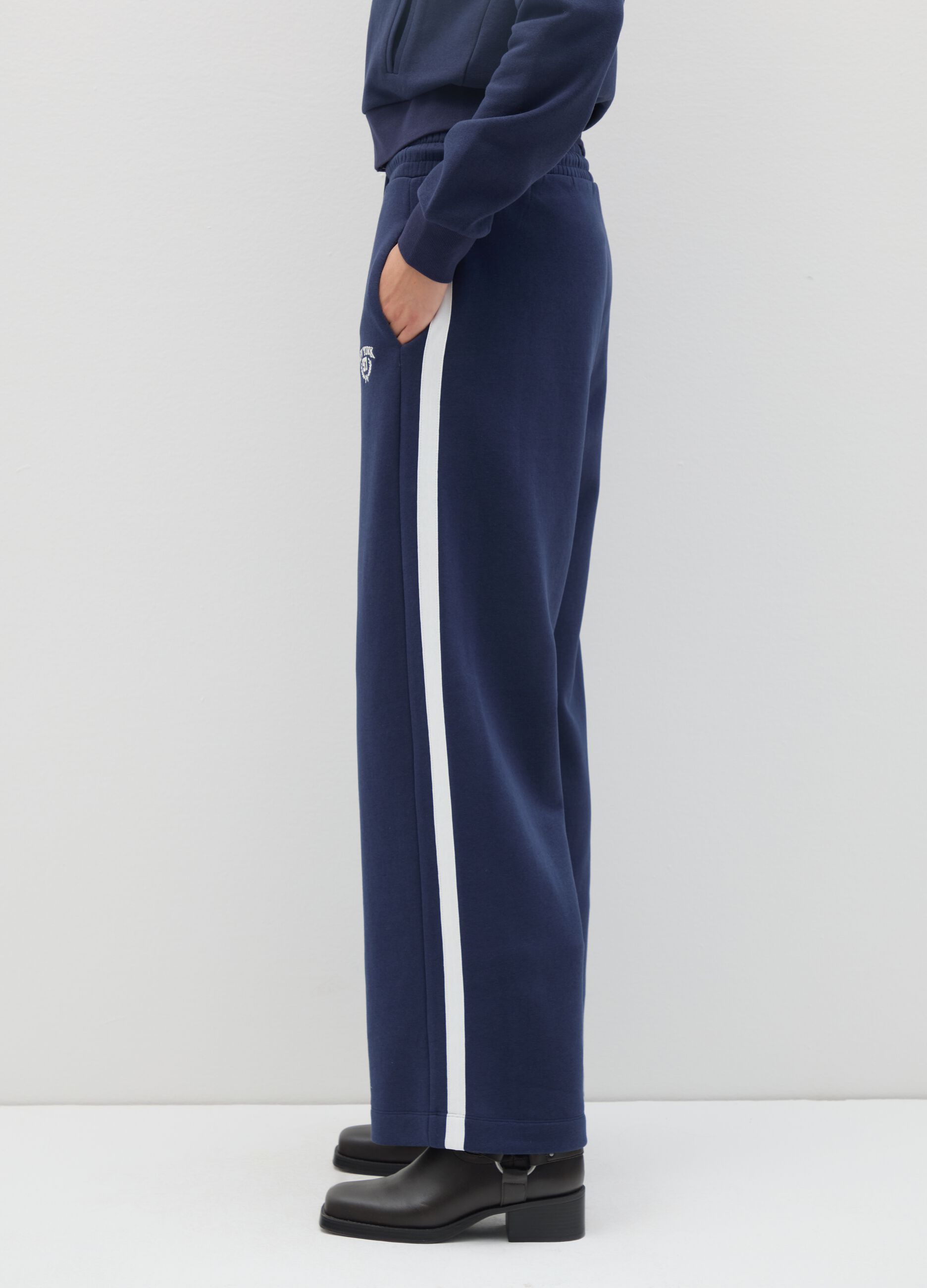 Multicolour Cotton Blend Wide Leg Trousers