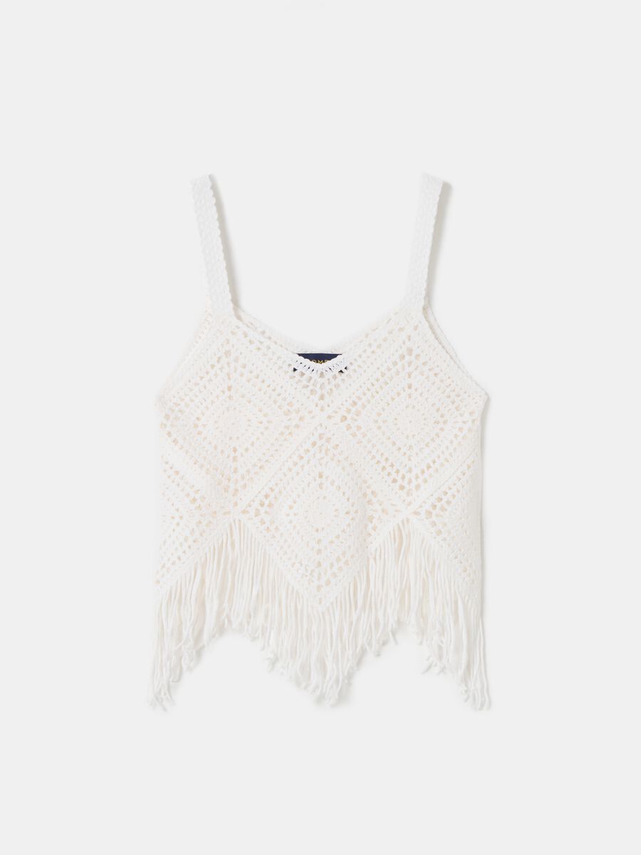 Crop top crochet con frange_3