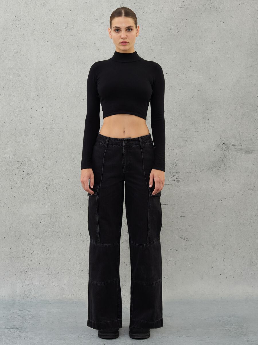 High Neck Knit Top Black_4