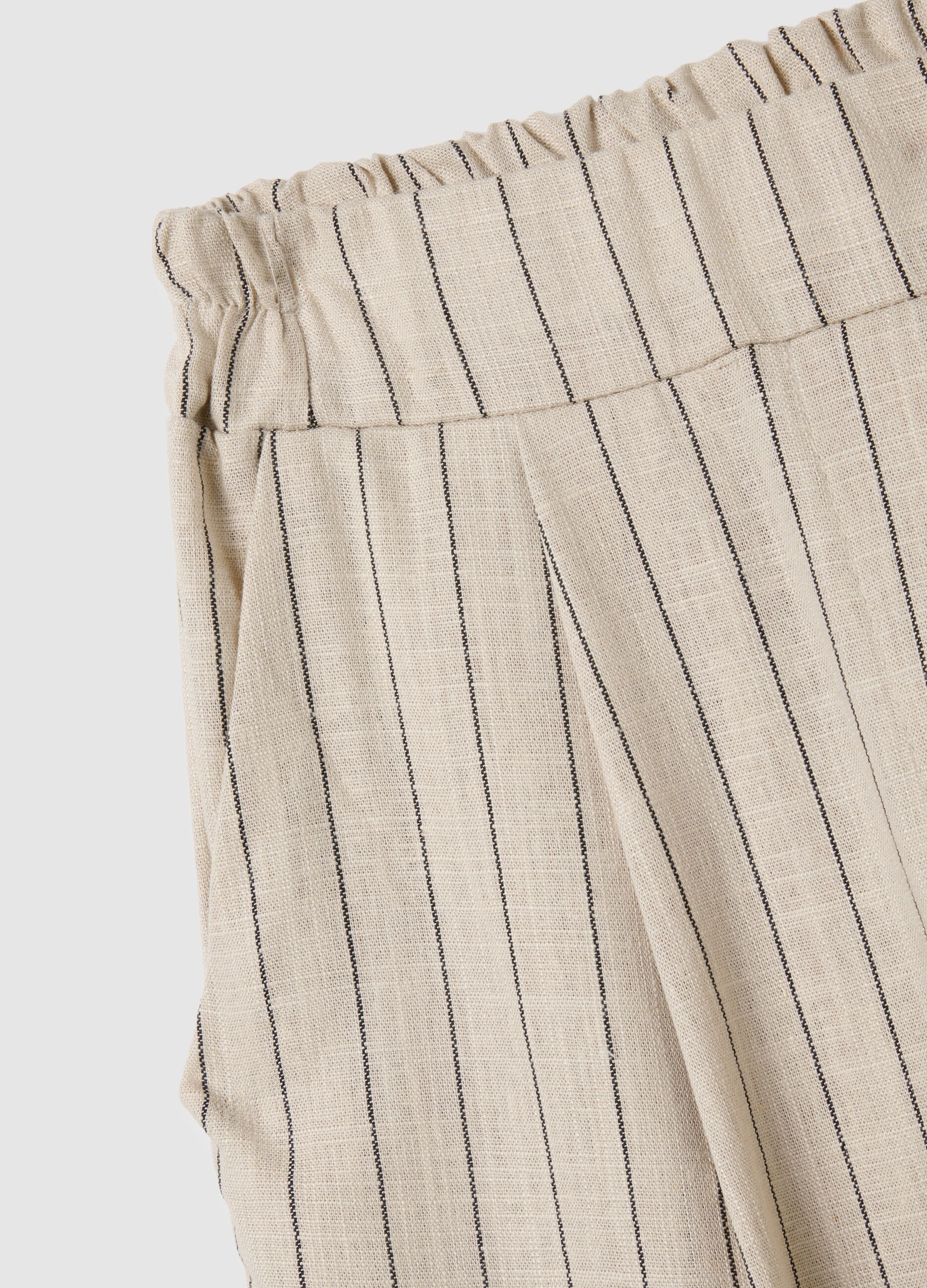 Beige Linen Blend Women's Regular Fit Trousers