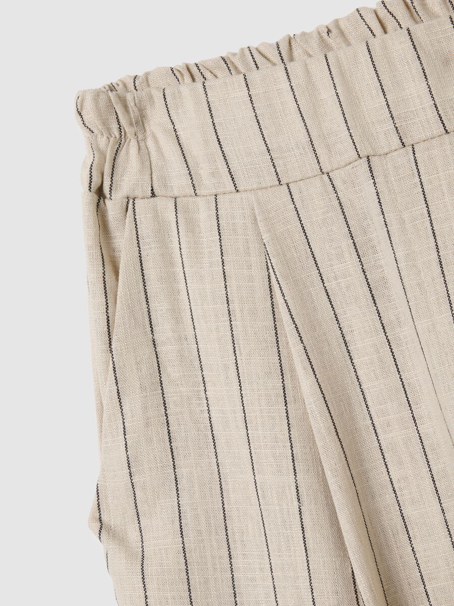 Beige Linen Blend Women's Regular Fit Trousers_1