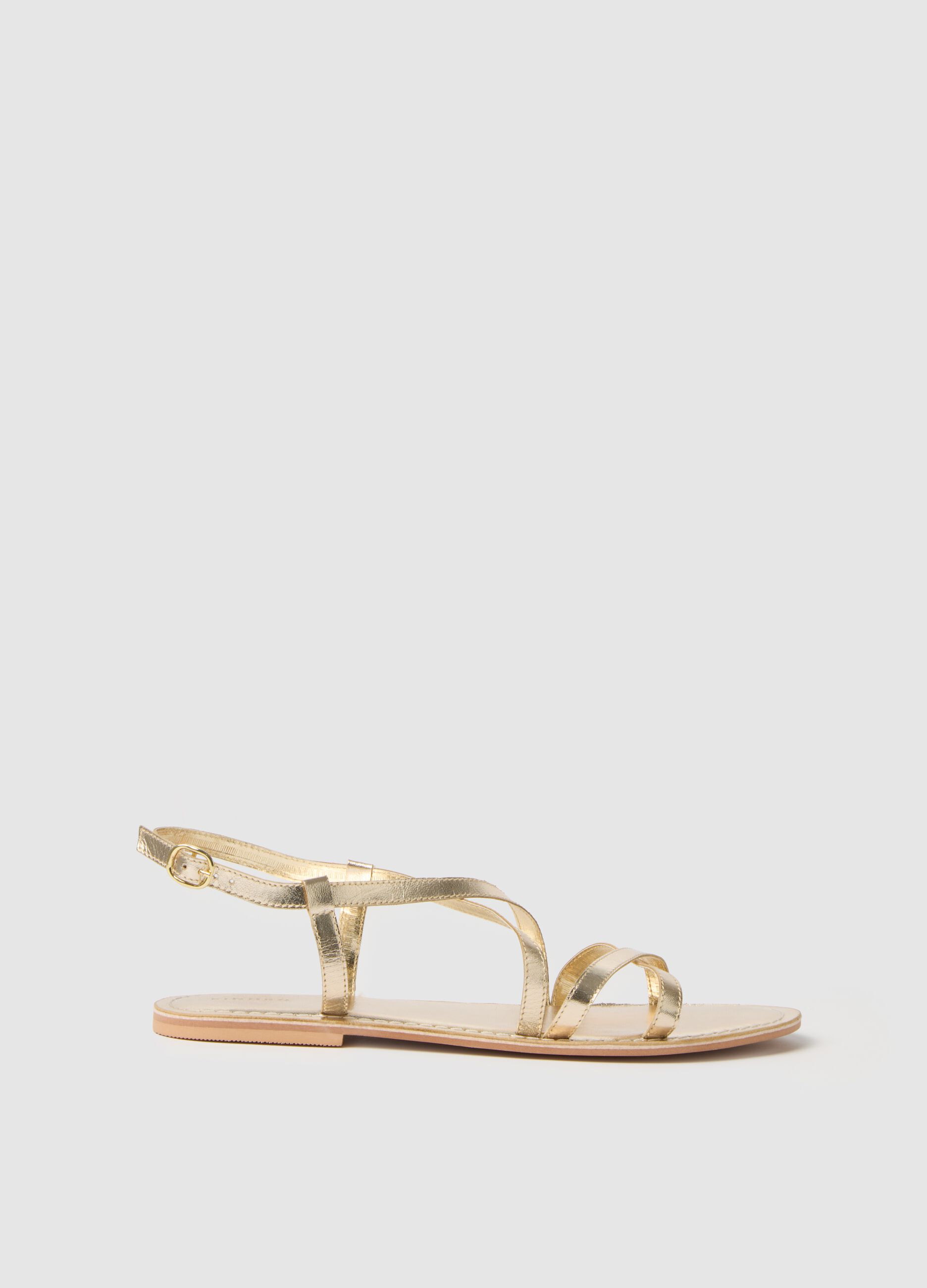 Sandali da donna in vera pelle oro