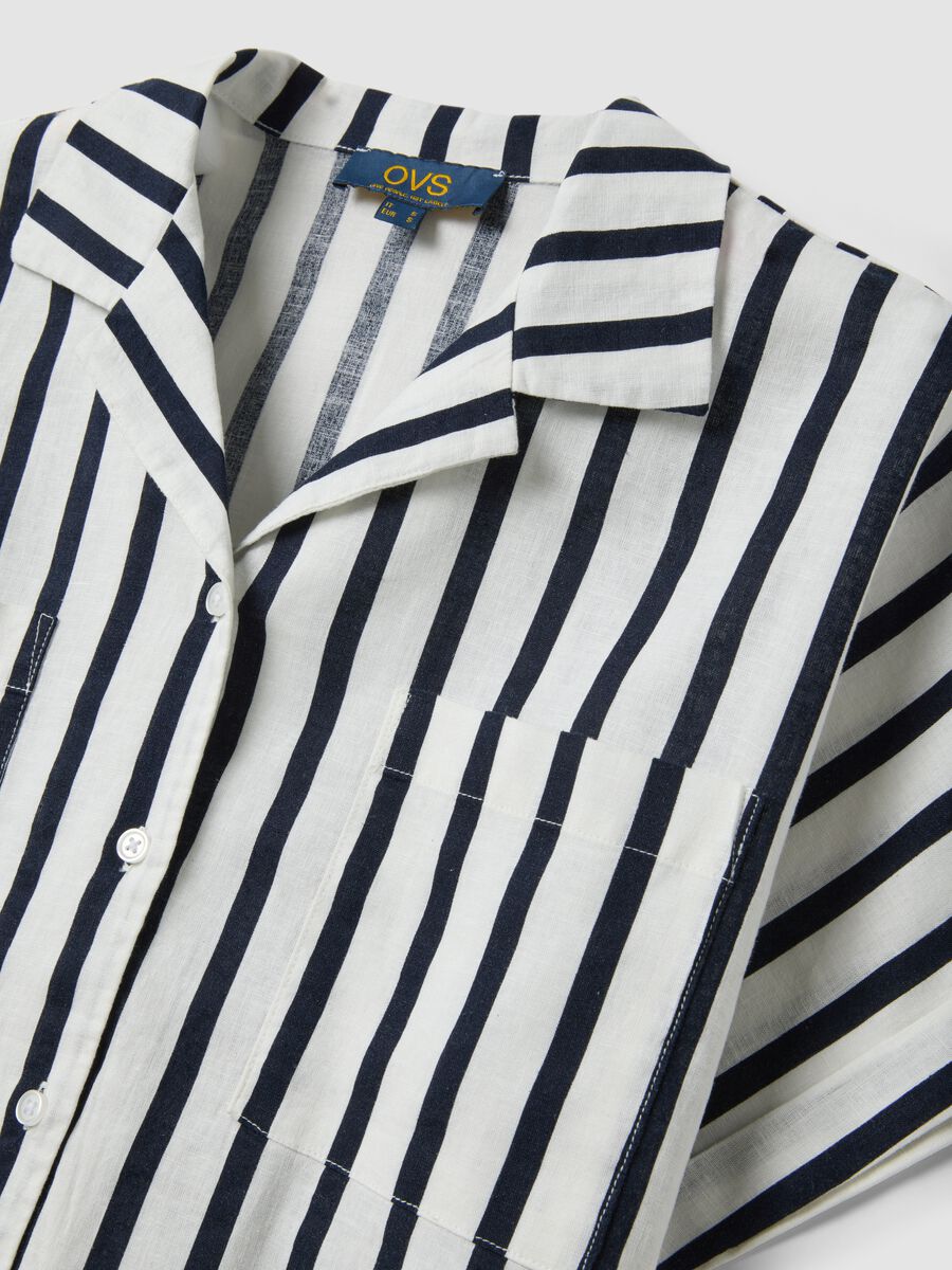 Camicia a righe multicolor in misto lino e viscosa regular fit_5