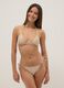 Beige glitter-textured stretch triangle bikini top_1