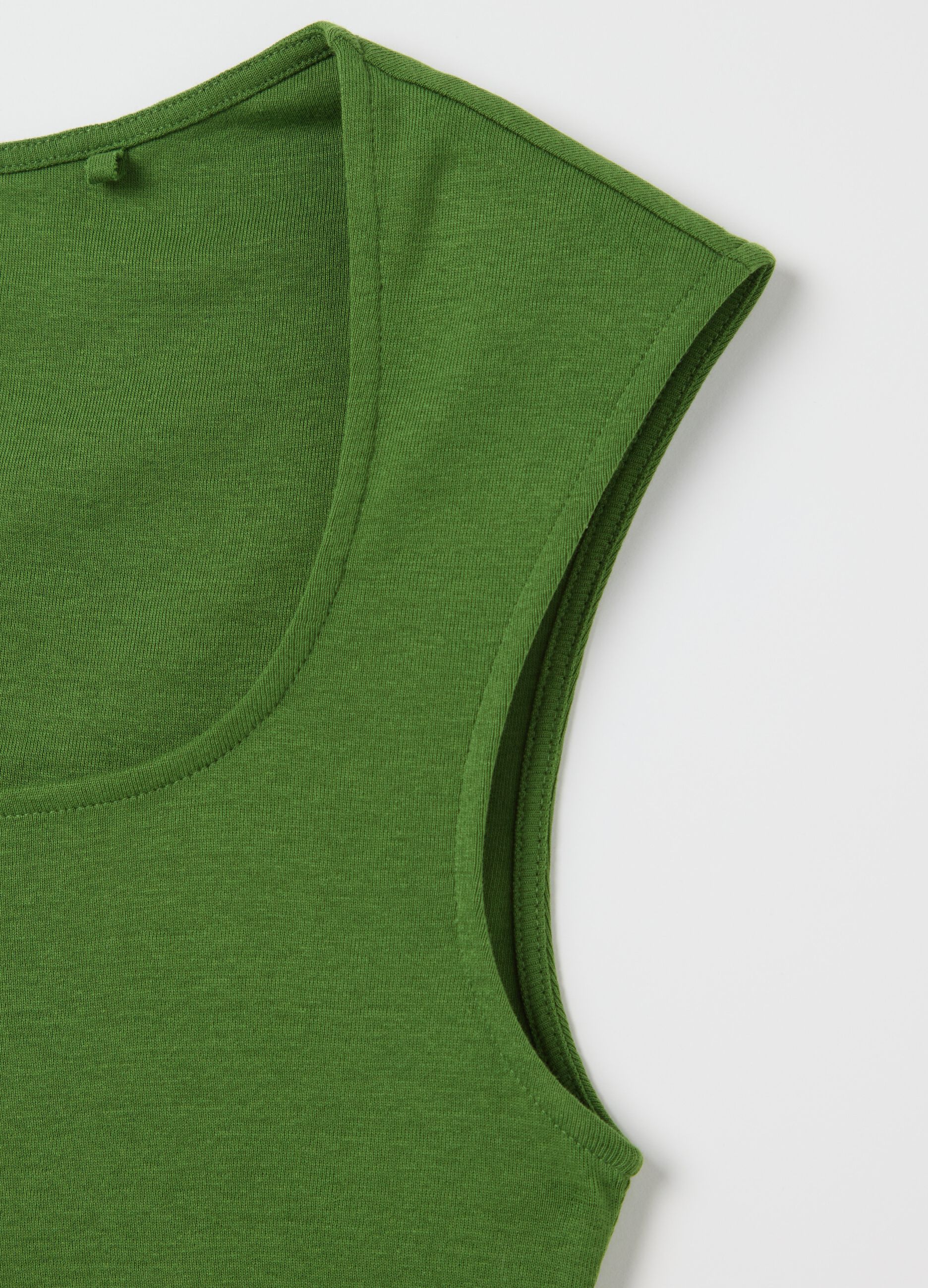 Green tank top with square neck