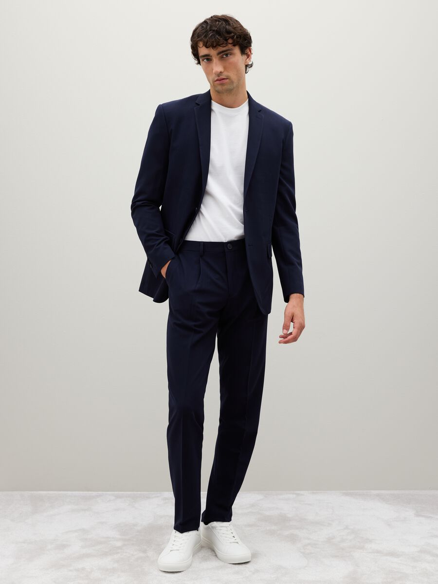 Blue Stretch Slim Fit Trousers_0