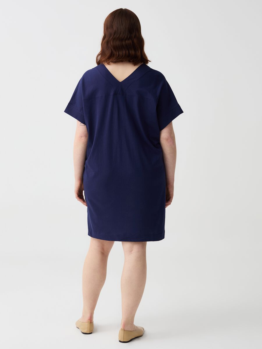 Essential Curvy short dress in jersey with V neck_2