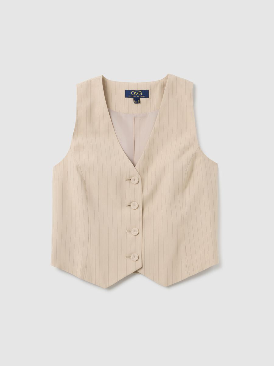 Blazer beige a righe vestibilità slim_5