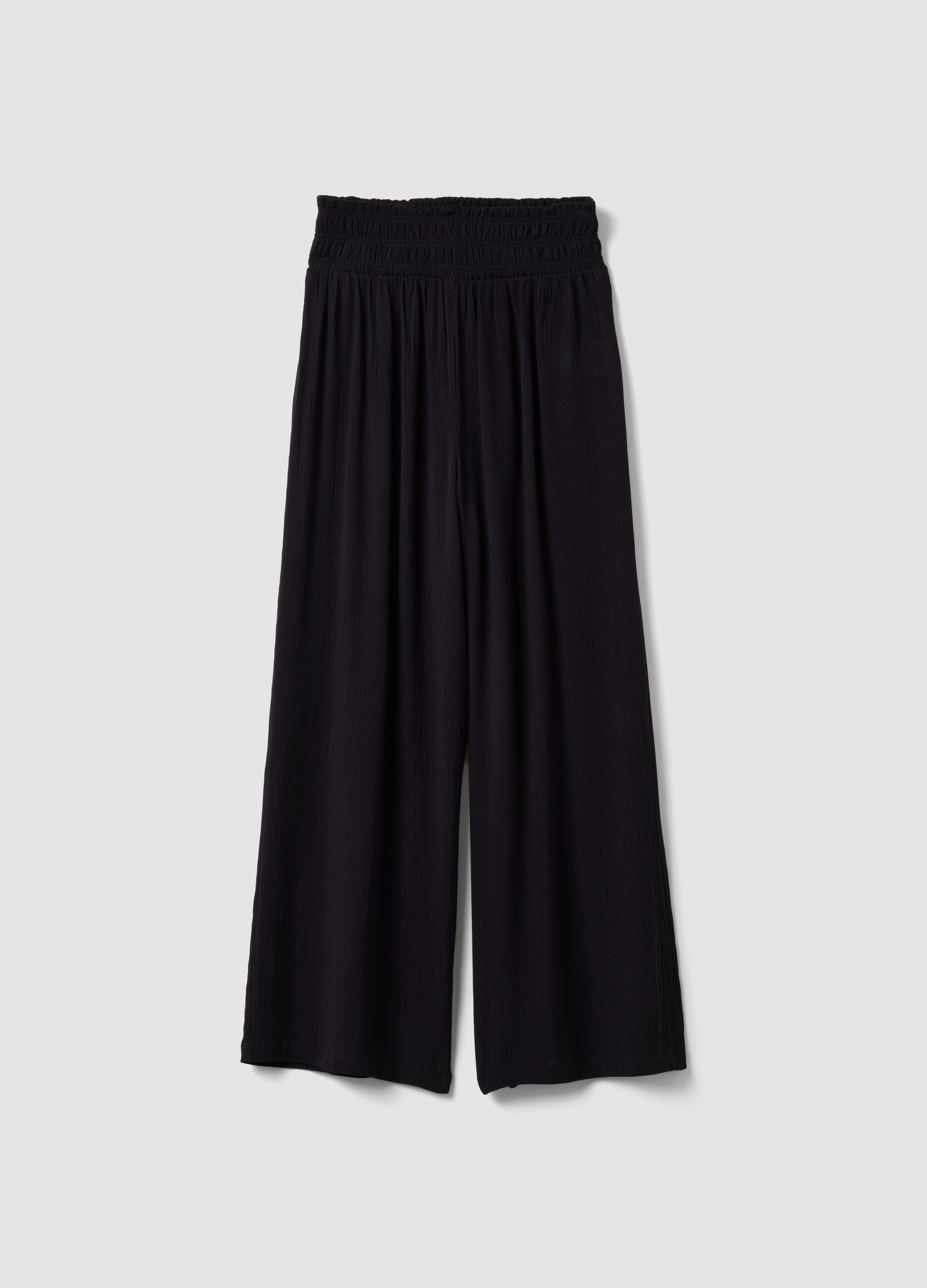 Black pure viscose palazzo trousers