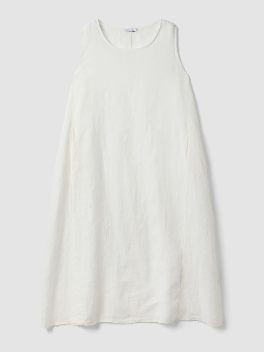 Abito bianco lungo in puro lino regular fit_4