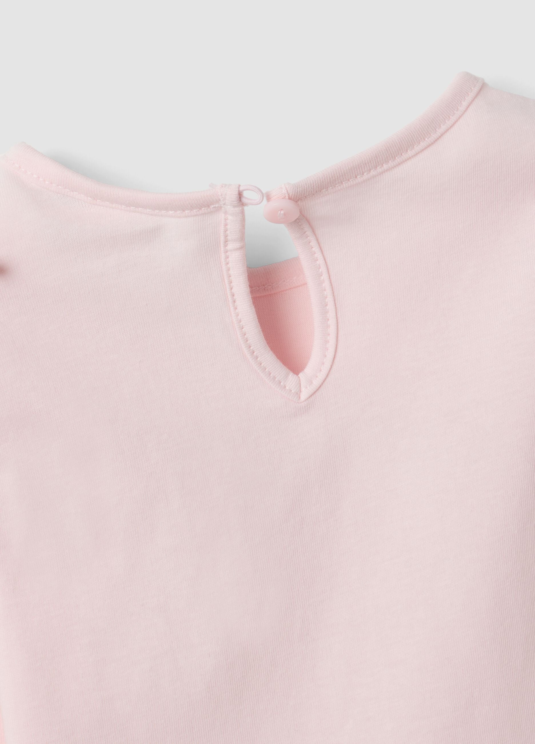 Maglietta rosa in puro cotone organico con stampa orsetti per bimba