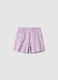 Girl's regular fit purple pure cotton shorts with flowers_1