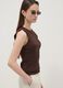 Brown fitted ribbed stretch-cotton tank top_0