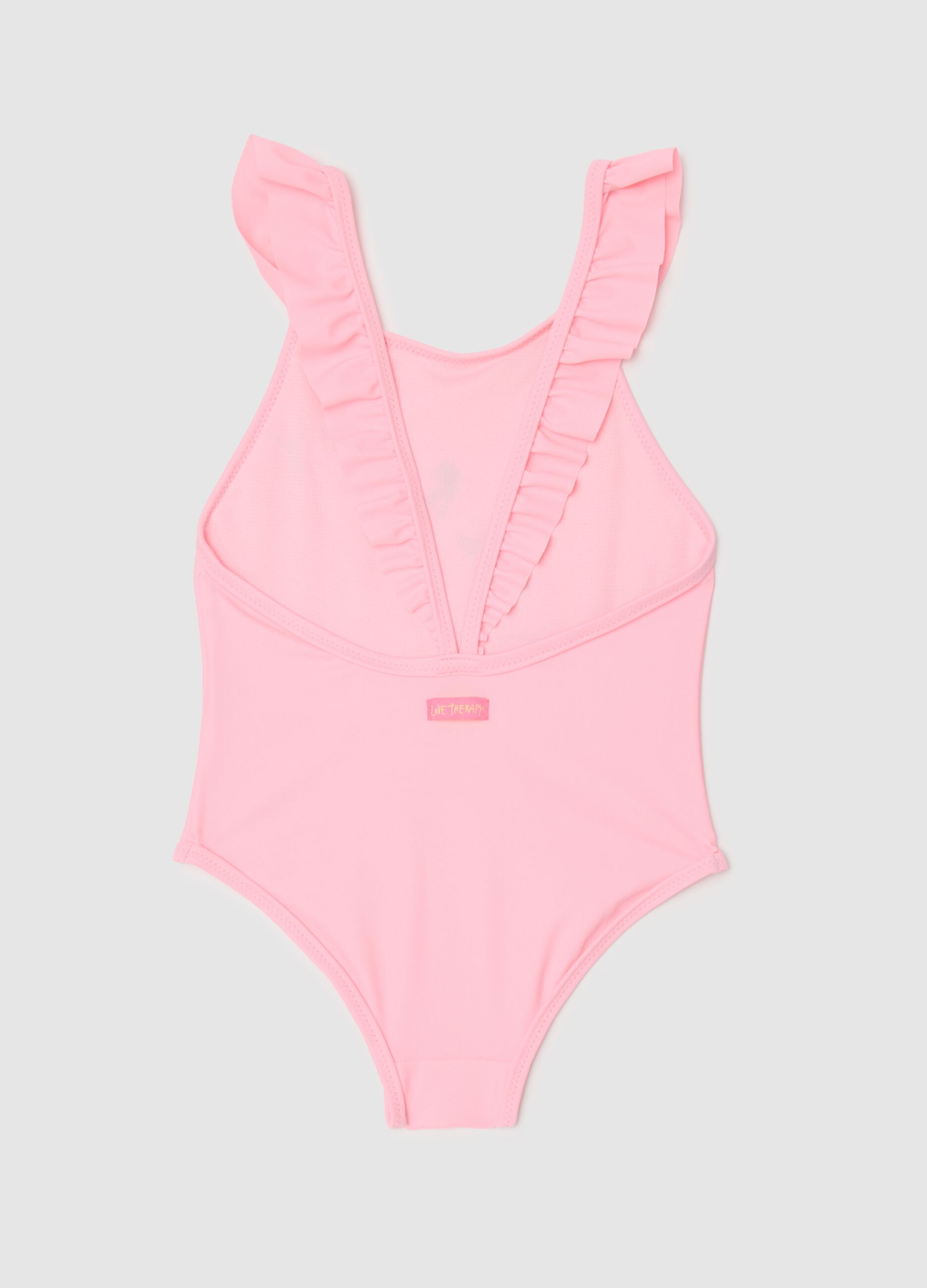 Costume intero da bambina in tessuto elasticizzato rosa