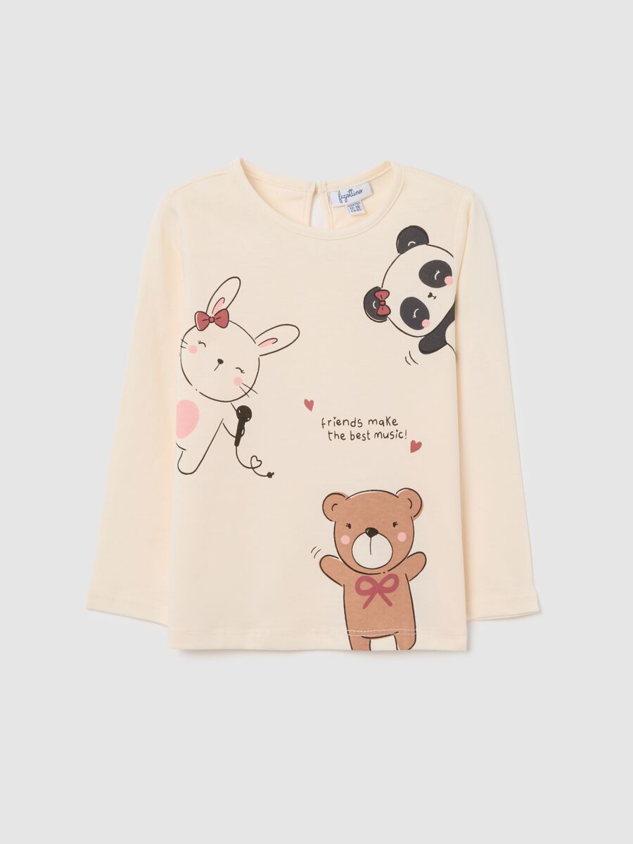 Beige pure cotton regular fit girl’s t-shirt_0