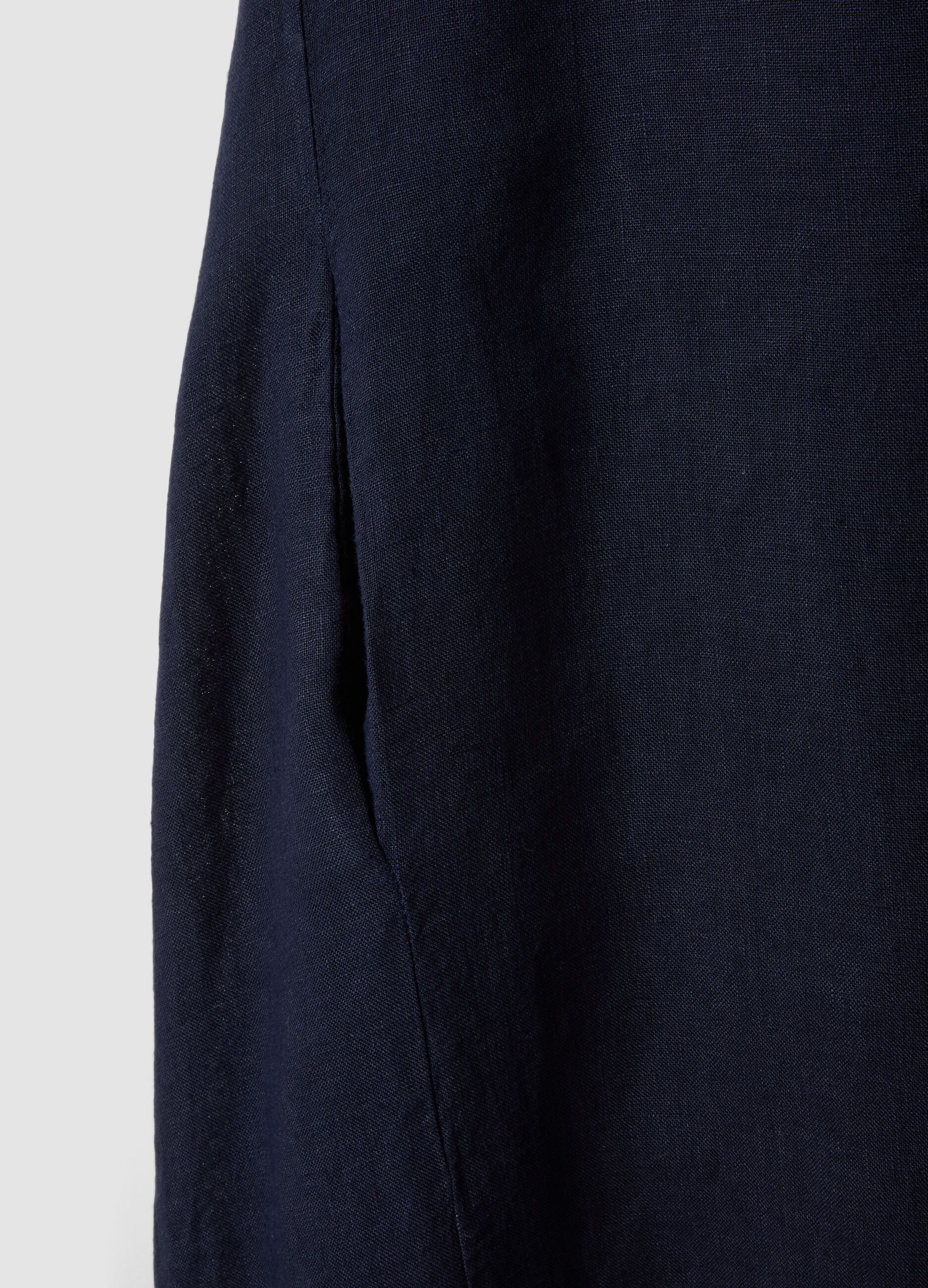 Long blue pure linen dress, regular fit