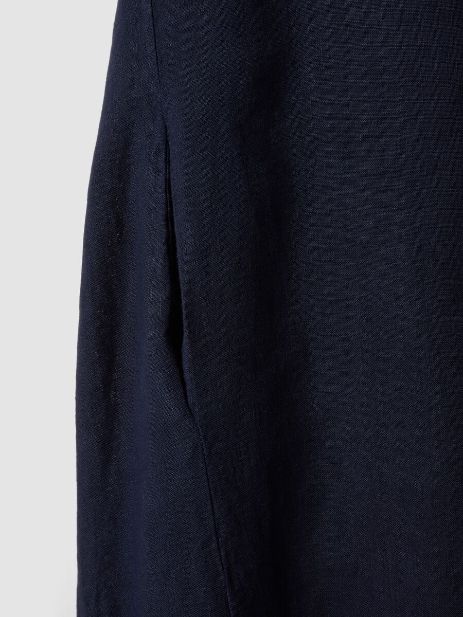 Abito blu lungo in puro lino regular fit_5
