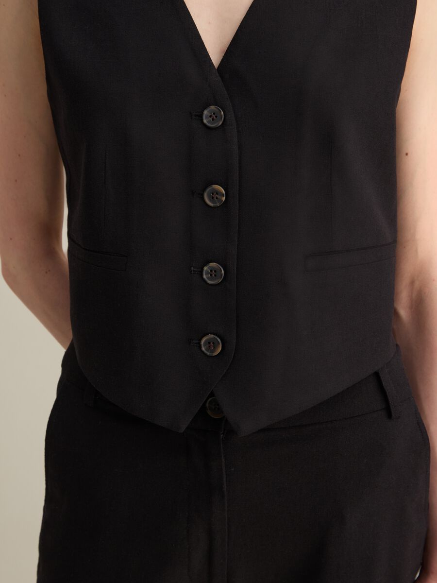 Black Waistcoat in Viscose and Cotton Blend by Piombo_2