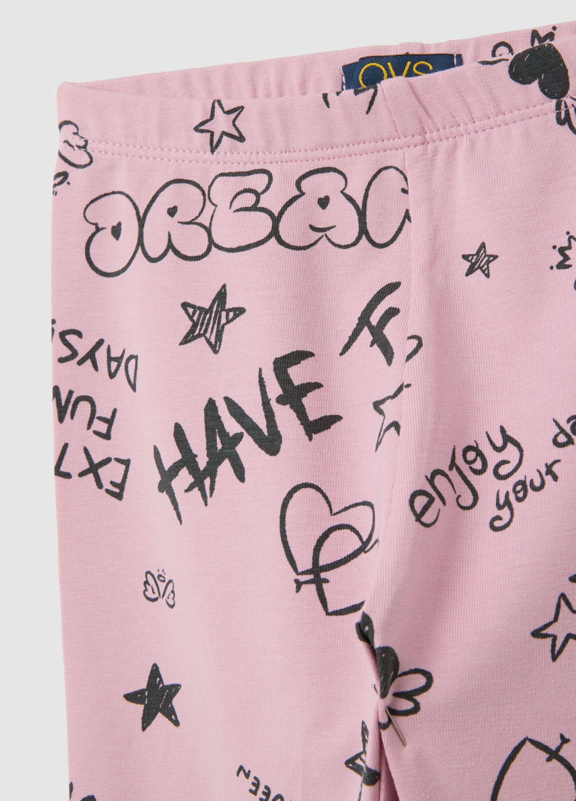 Girls' Pink Stretch Cotton Leggings