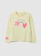 Girls' yellow cotton-blend T-shirt with regular fit print_0