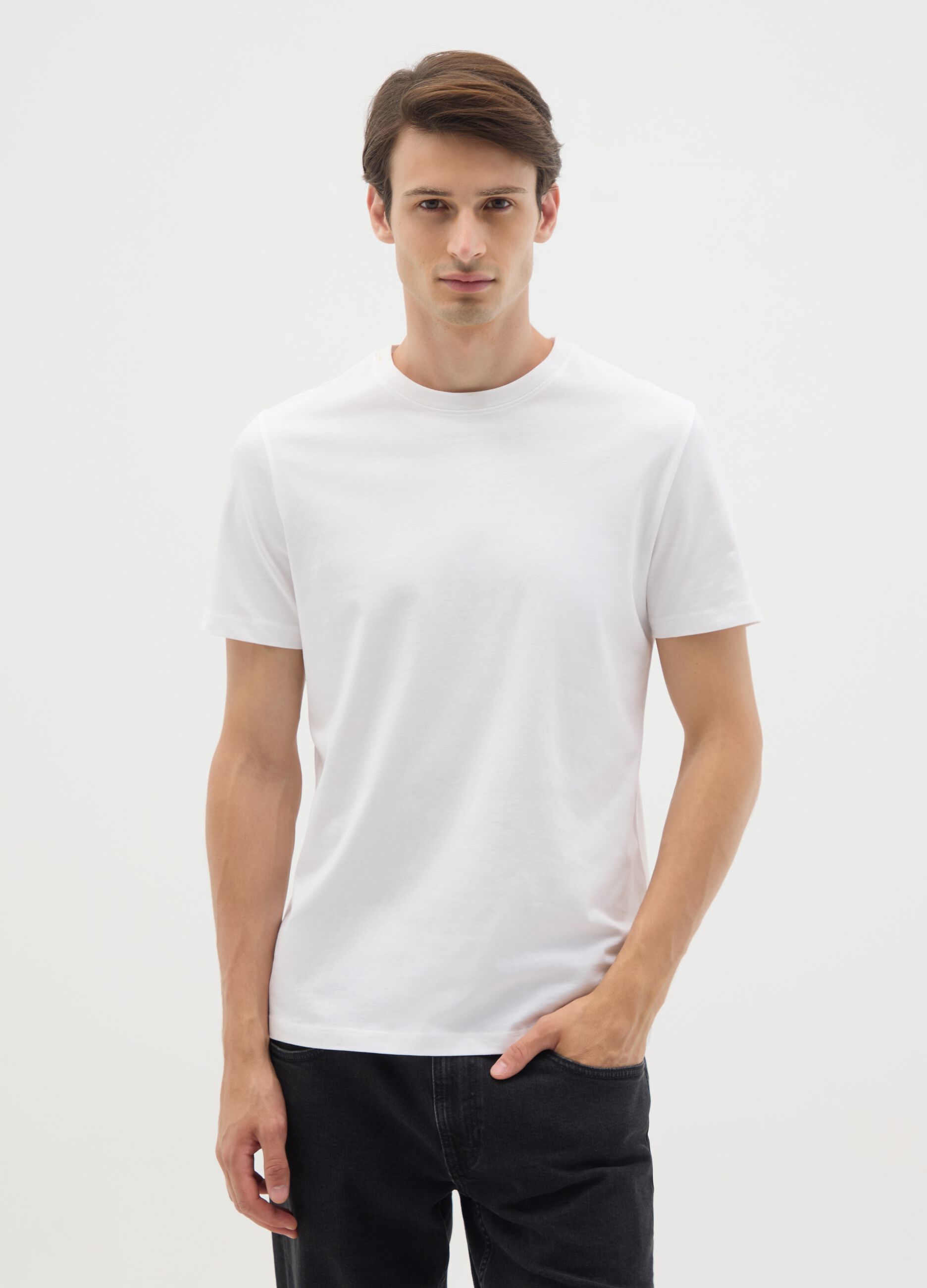 White pure cotton regular fit t-shirt